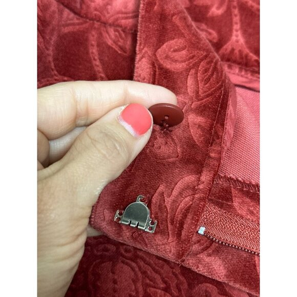 VTG Talbot's Women's 4 Red Velvet Printed Floral Stretch Retro Bootcut Mid-Rise - Picture 3 of 11